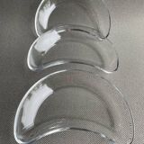 Set of 3 Saint Louis crystal half-moon plates