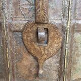 Old chest - dowry console from Bikaner in teak and wrought iron