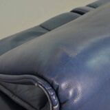 Vico Magistretti 3-Seat Flexible Cassina Blue Leather 'Veranda' Sofa, Italy