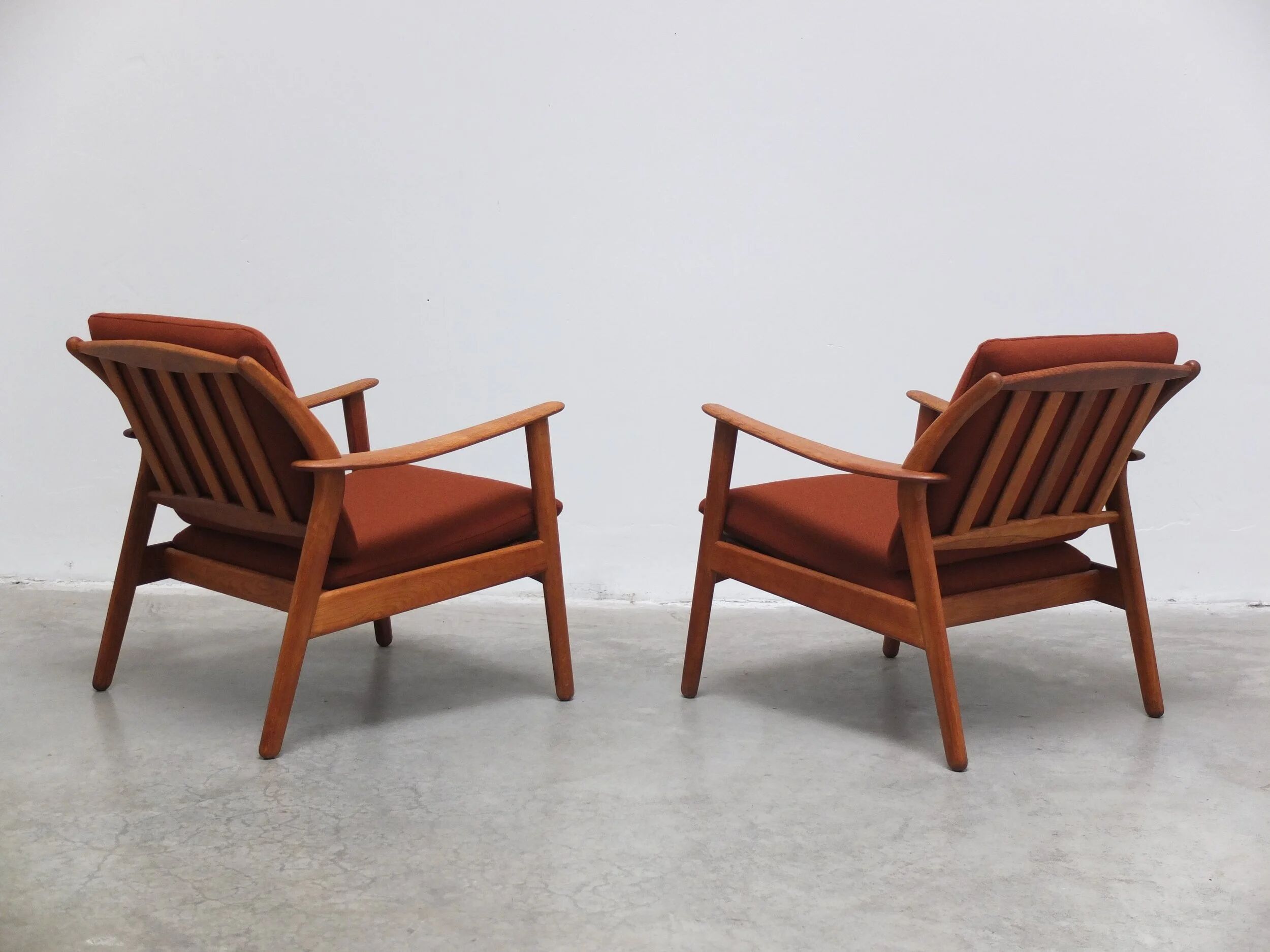 Danish pair of easy chairs in oak by Niels Koefoed, 1960s