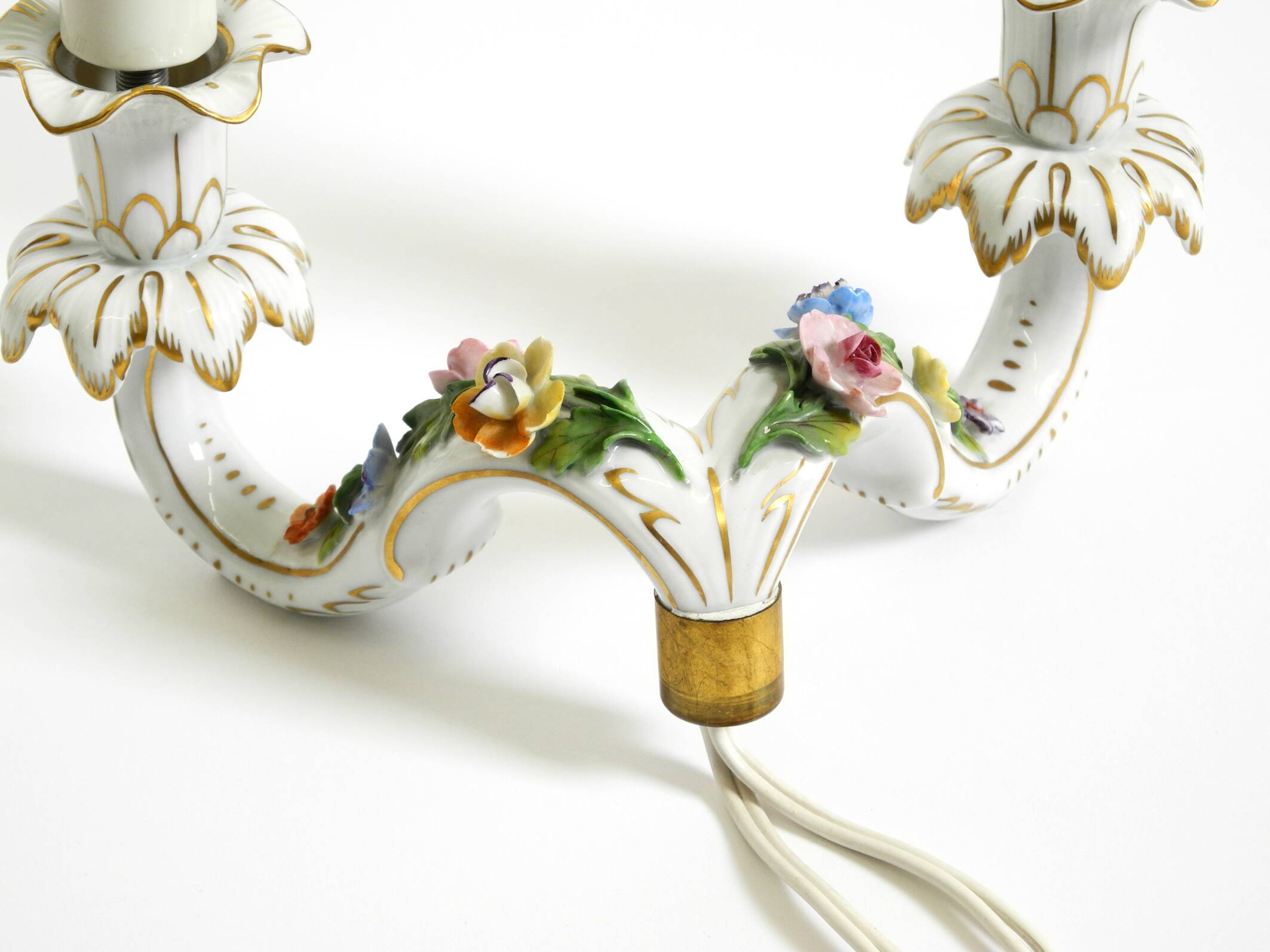 Beautiful hand-painted Mid Century porcelain wall lamp