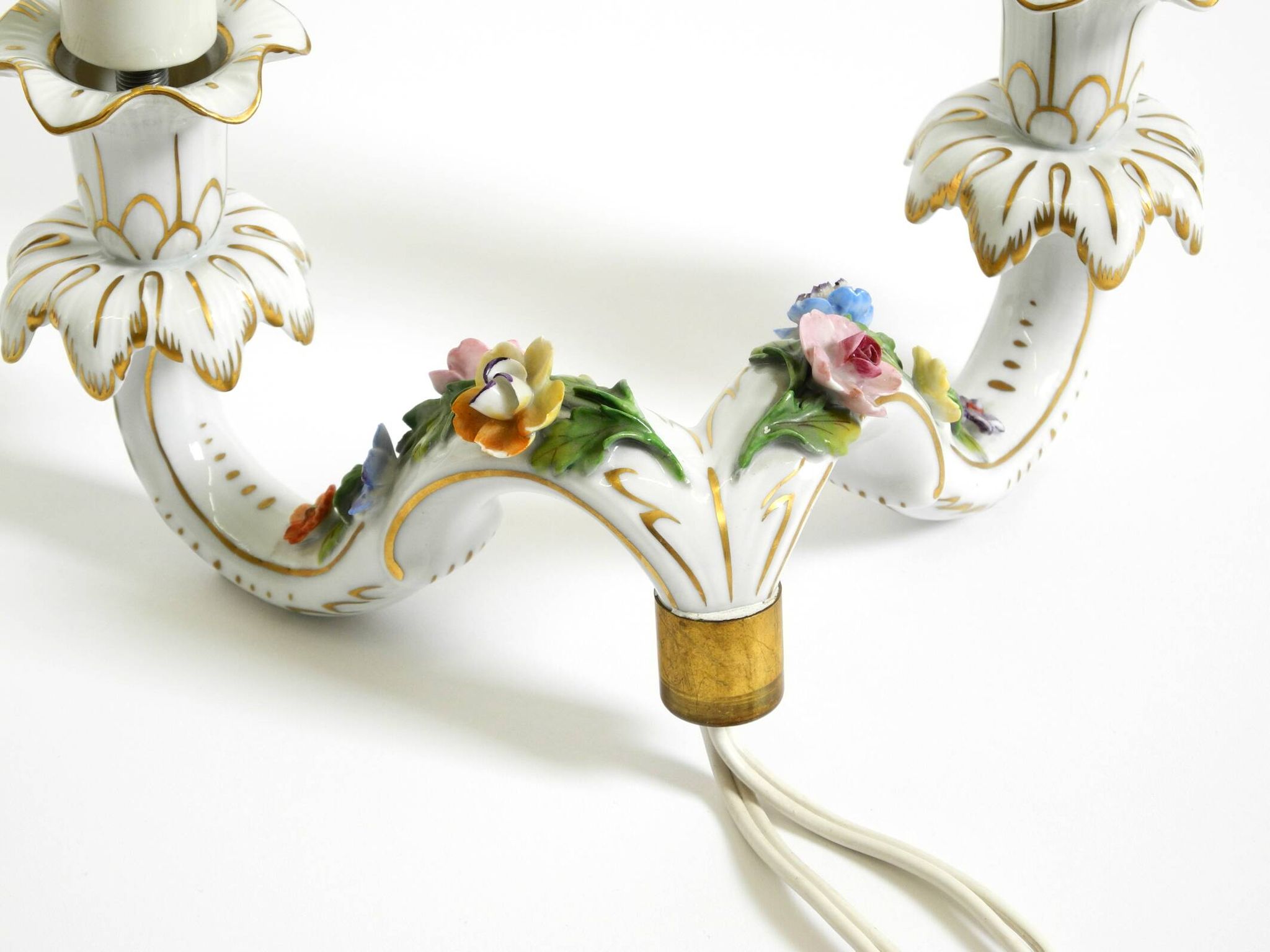 Beautiful hand-painted Mid Century porcelain wall lamp