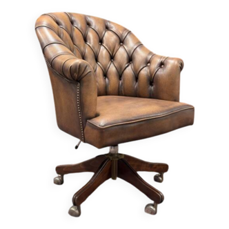 English Chesterfield Desk Chair Brown