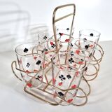 Vintage 6 Verres trumblers Jeu de cartes