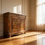 An antique French Louis XVI-style marble-top side cabinet