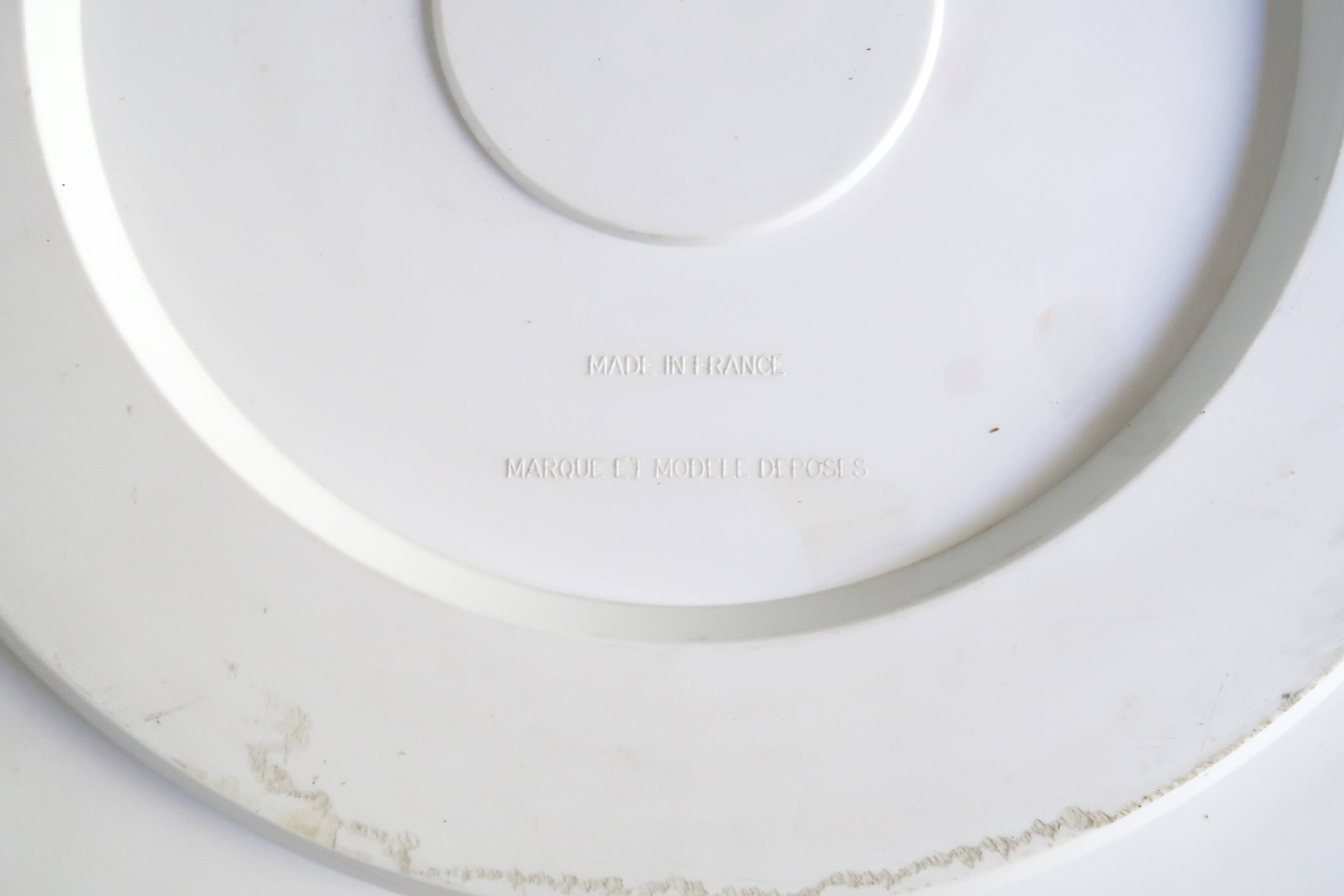 Round mirror Gilac white plastic 70s - 51 cm
