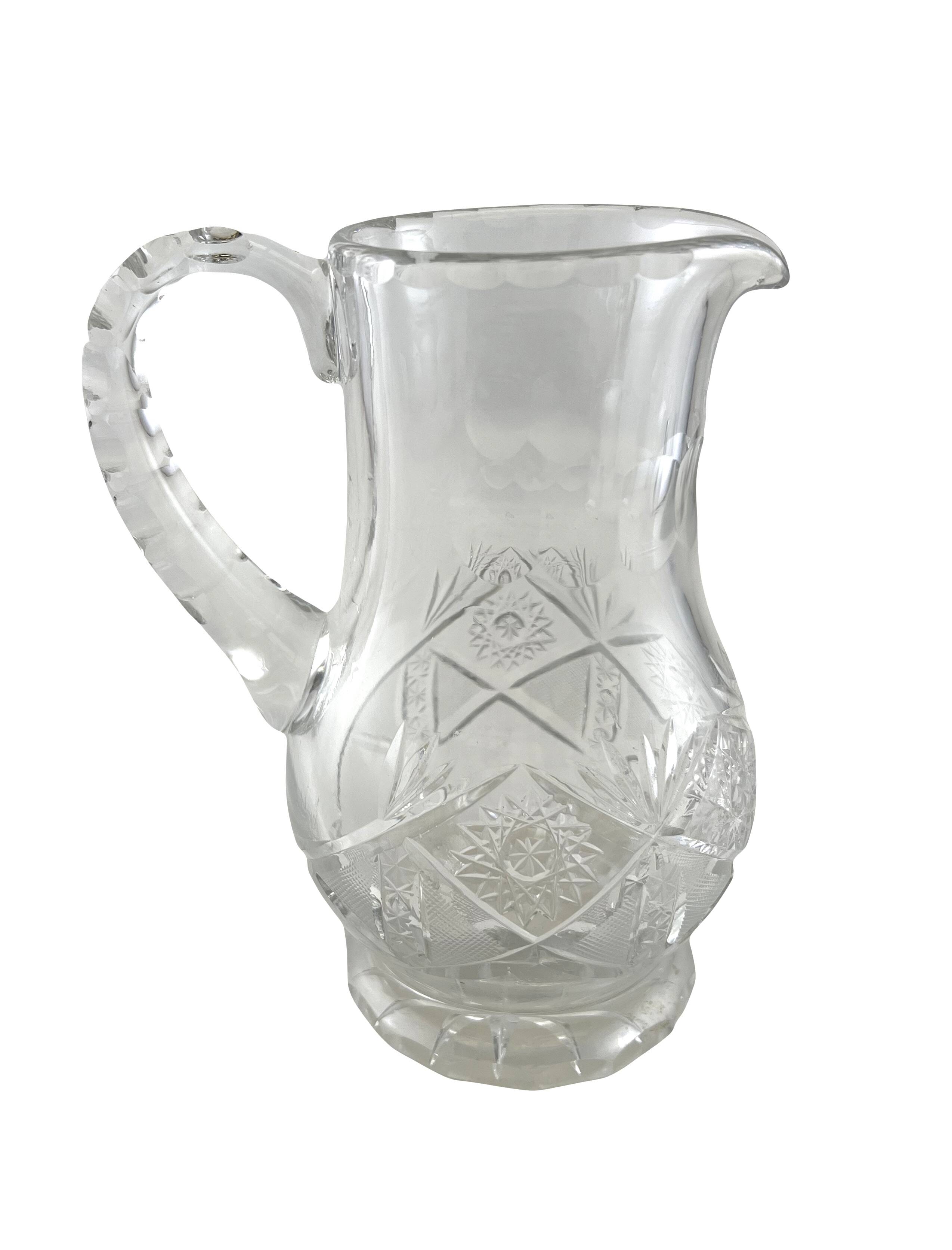 Cut crystal pitcher carafe