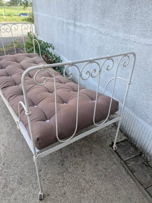Wrought iron bed, bench