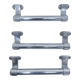 three long aluminum shop handles from the mid-20th century
