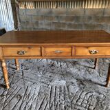 Louis Philippe style table / desk with 3 drawers in solid cherry wood and turned base