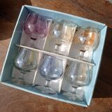 6 vintage Finelsa coloured cognac glasses