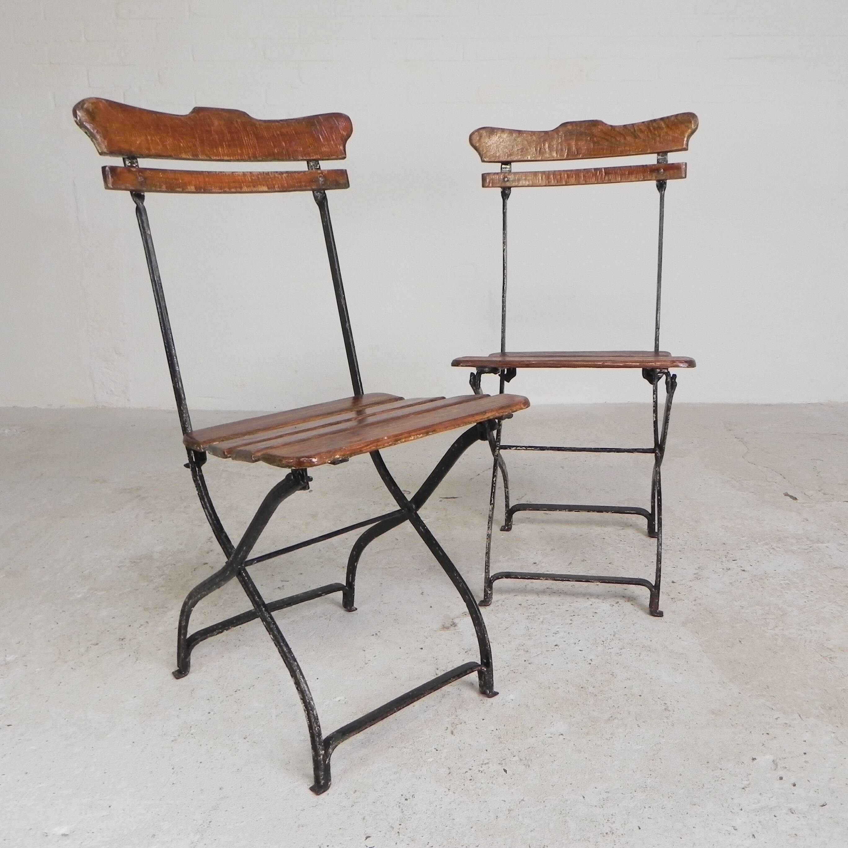 Set of 2 folding chairs, garden chairs, 1930s