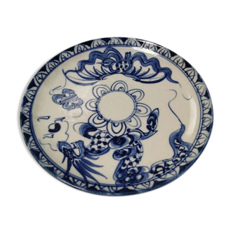 Plat de service bleu blanc chinois ancien