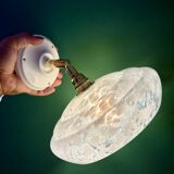 Vintage wall lamp with white clichy glass shade