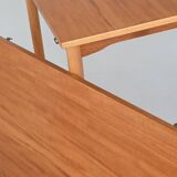 Hans Wegner drop-leaf dining table in beach and teak Denmark 1950