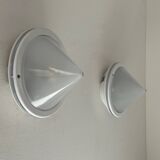 Pair of vintage sandblasted glass and metal wall lights, Prisma Italy 1980