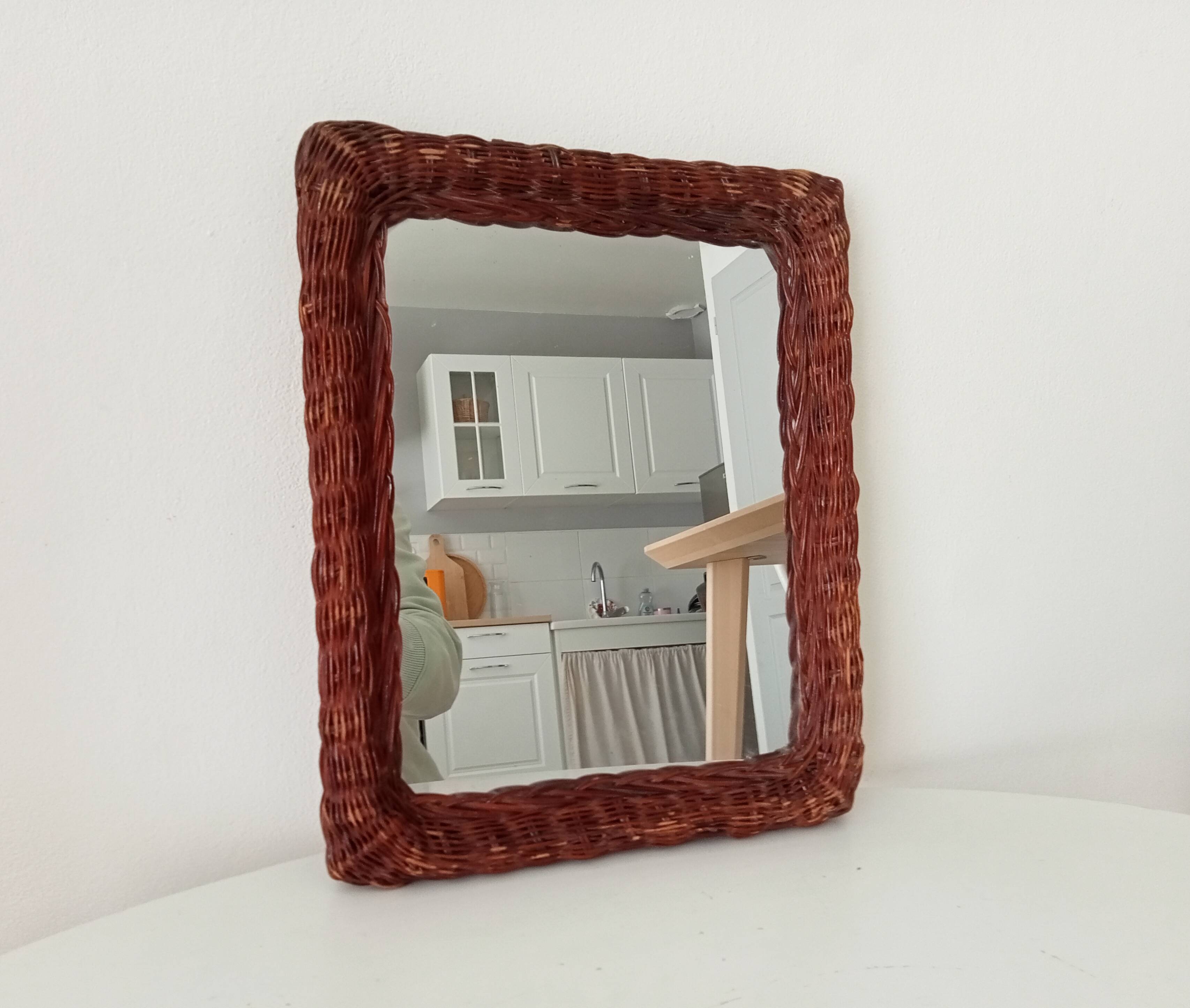 Vintage wicker mirror