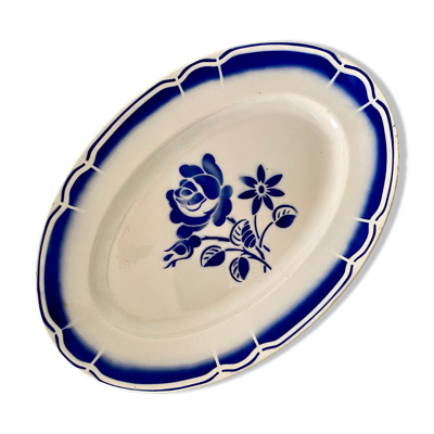 Ravier vintage motif fleurs bleues