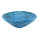 Ceramic fruit bowl with turquoise blue sea foam enamels, 1950
