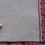 Antique tablecloth and 6 damask towels decoration foliage + dragonfly embroidered DL