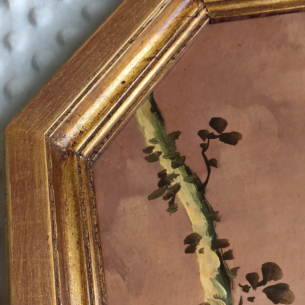 Tableau oiseau bois peint