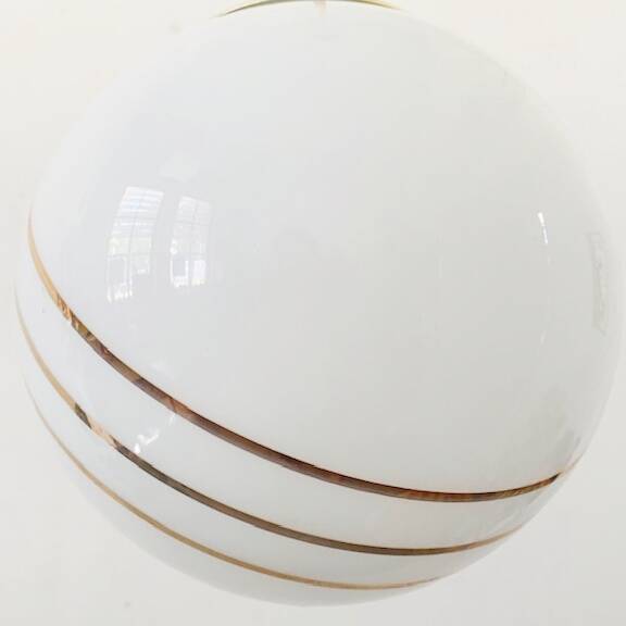 Vintage hollywood regency ball lamp in milk glass gold