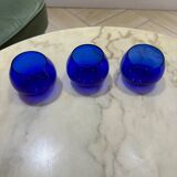 Ensemble de 3 Bougeoirs en verre bleu
