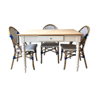 Old farm table turned feet