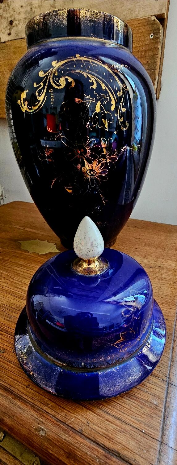 Cobalt blue and gold vase