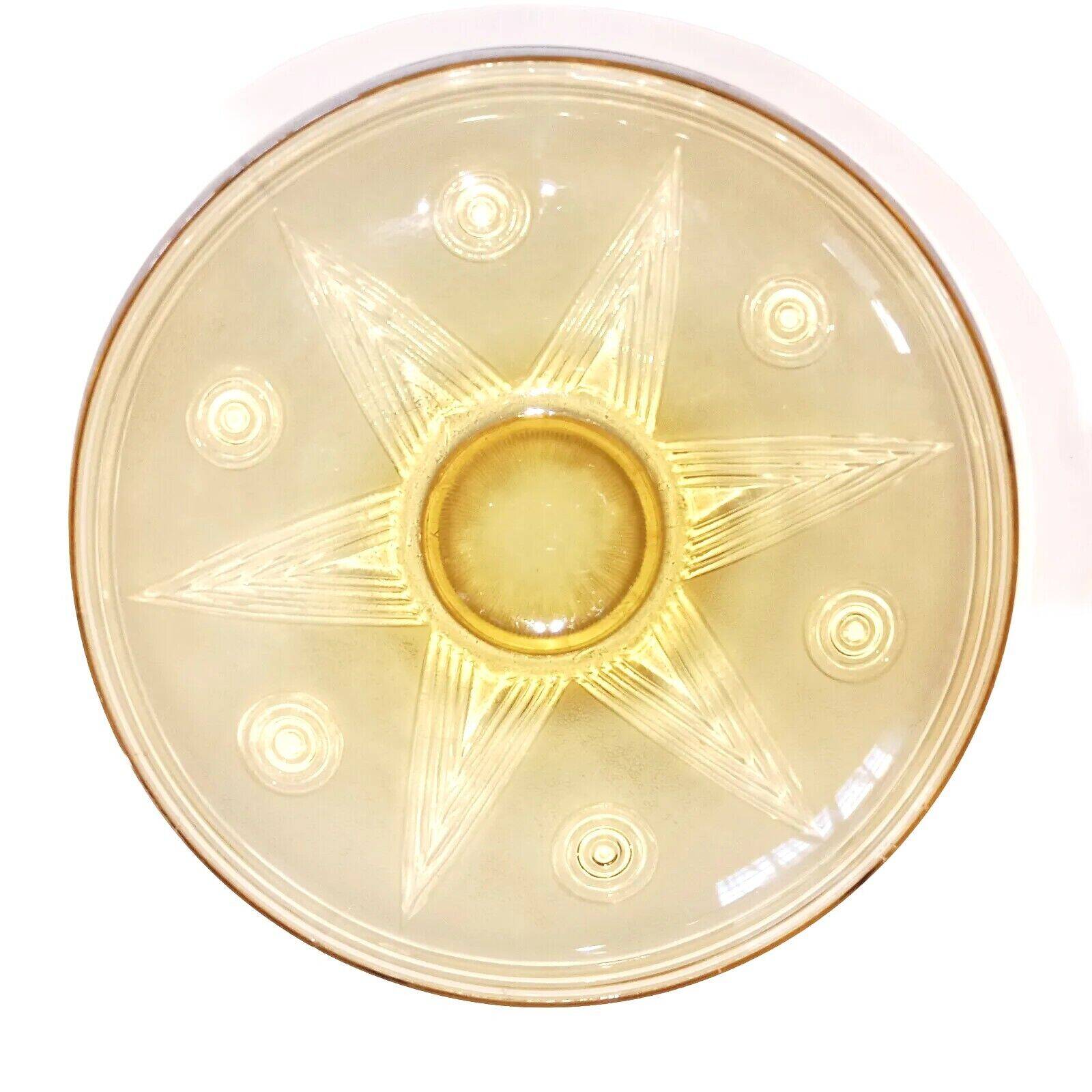 Art Deco Pressed Molded Glass Bowl, Yellow, Star Decorated