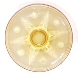Coupe Art Déco en Verre Pressé Moulé Jaune décor en étoile