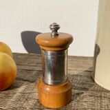 Peugeot pepper tree for Christofle in silver metal and vintage wood