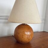 Pair of vintage wooden ball lamps