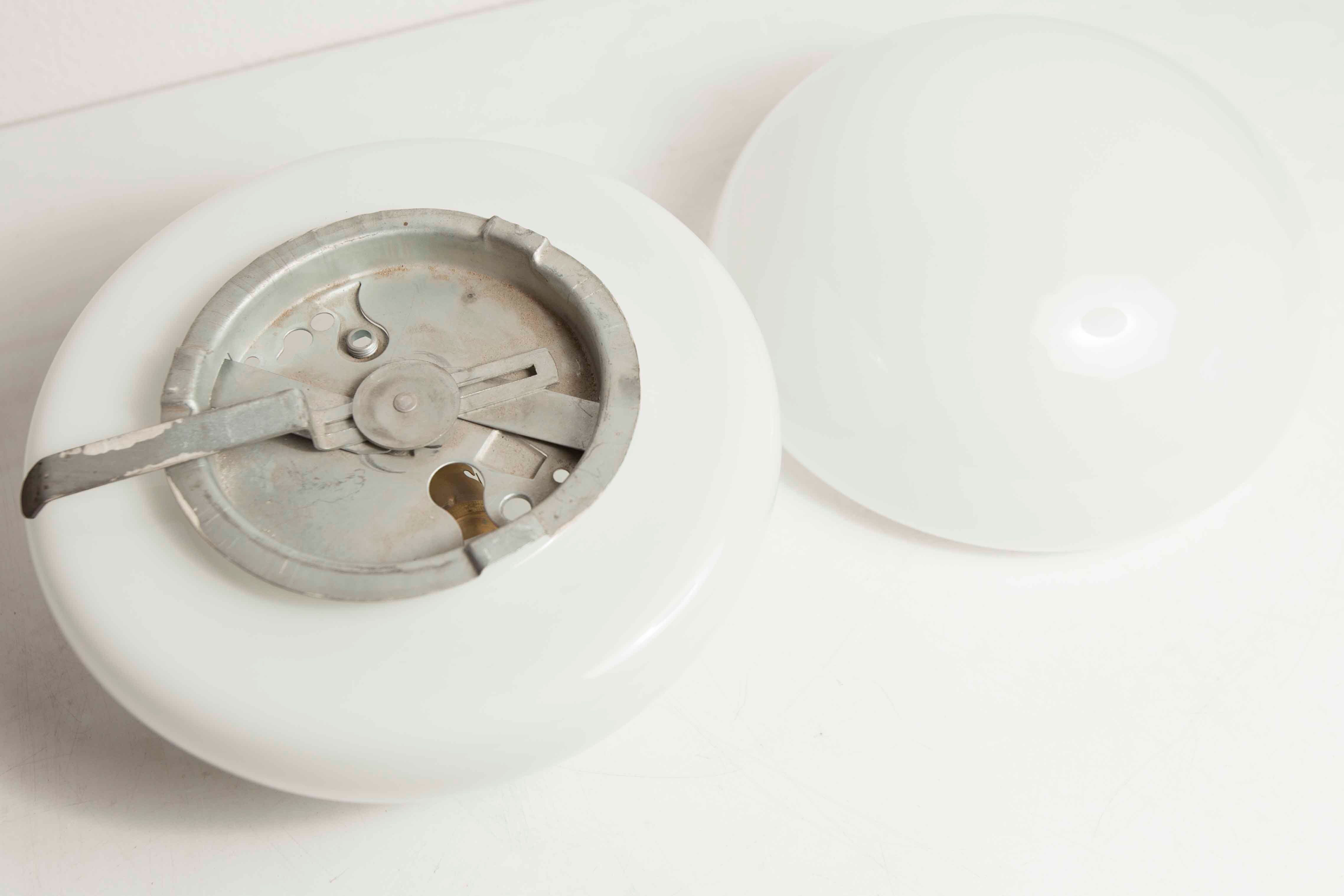 Pair of white opaline ceiling lamps