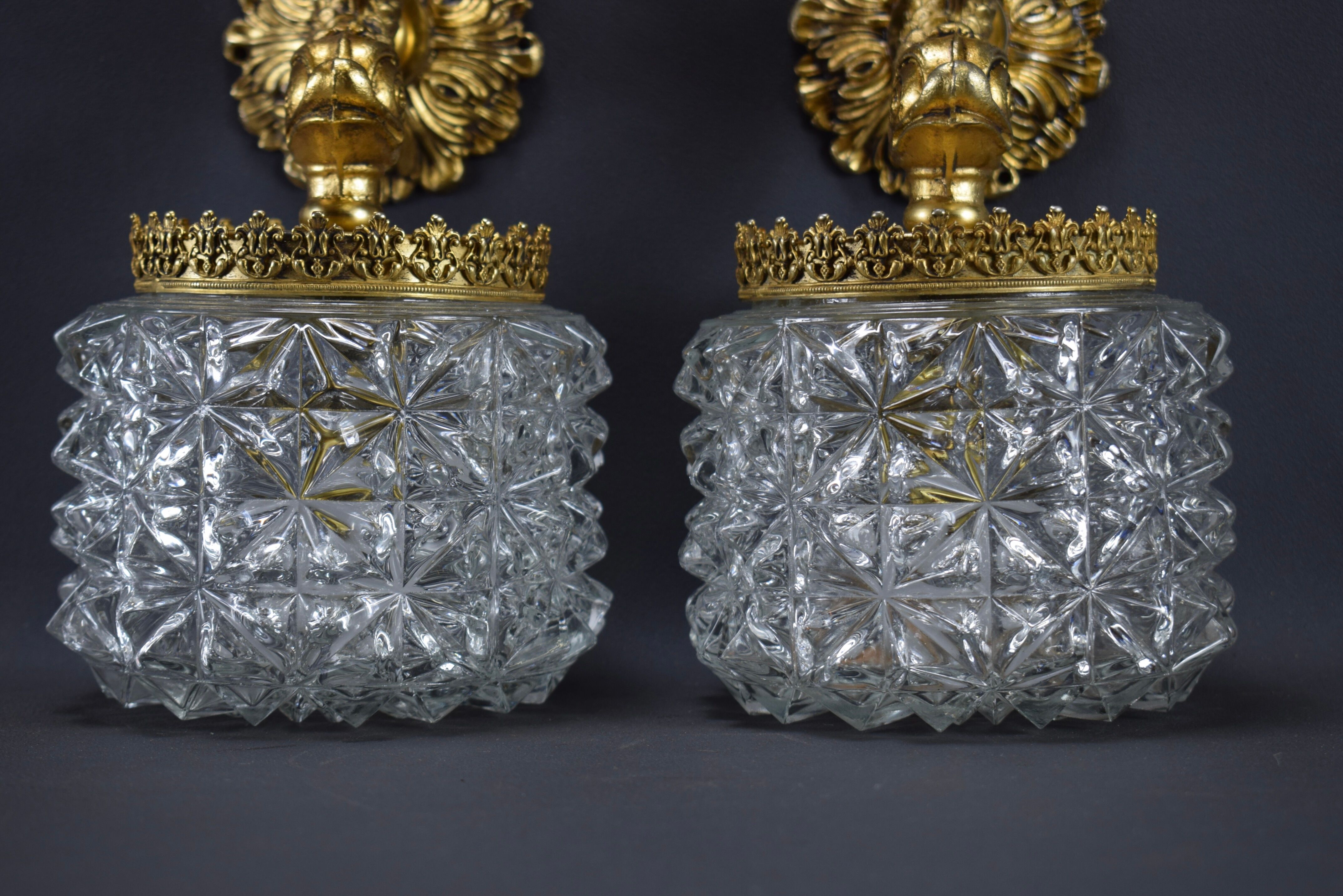 Pair of wall lamps Vintage Dauphin Brass Bathroom