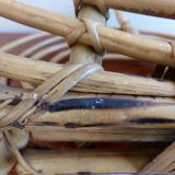 Magazine rack, wicker and rattan of the 1960