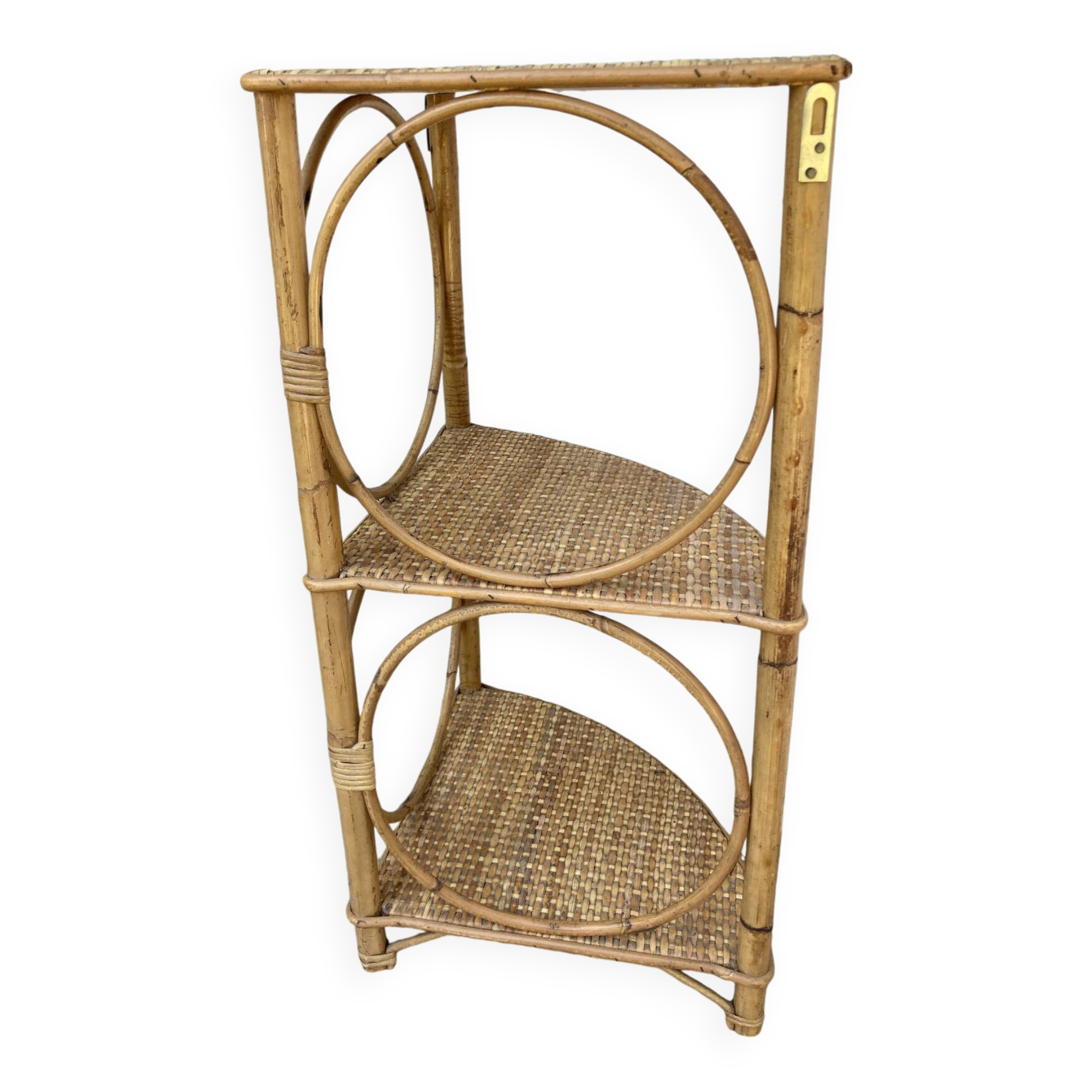 Vintage rattan corner shelf