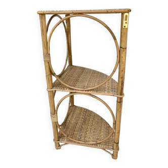 Vintage rattan corner shelf