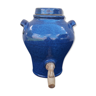 Blue enamelled sandstone vinaigrier 3 L H 26 cm