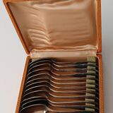 Box of 12 silver-plated metal teaspoons JM