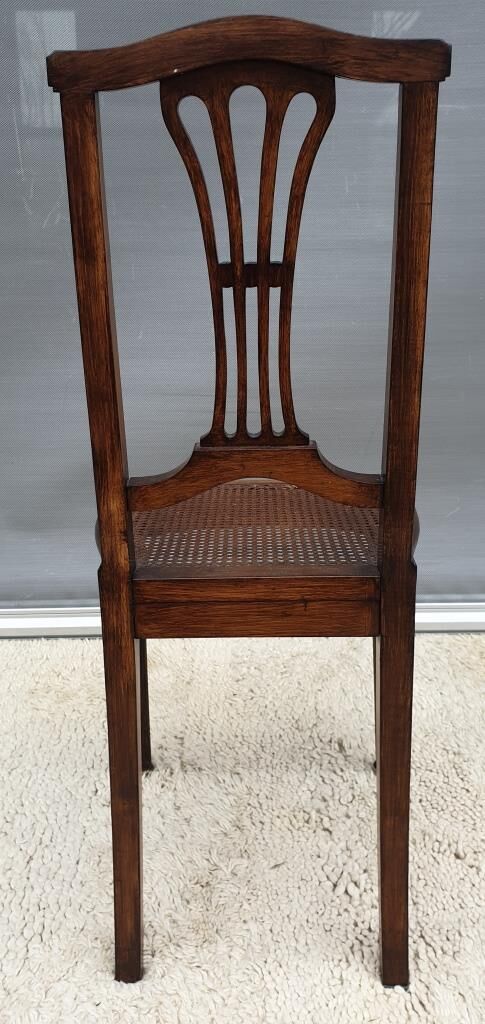 Chair canned 1900 marquetry and bronze louis XVI style