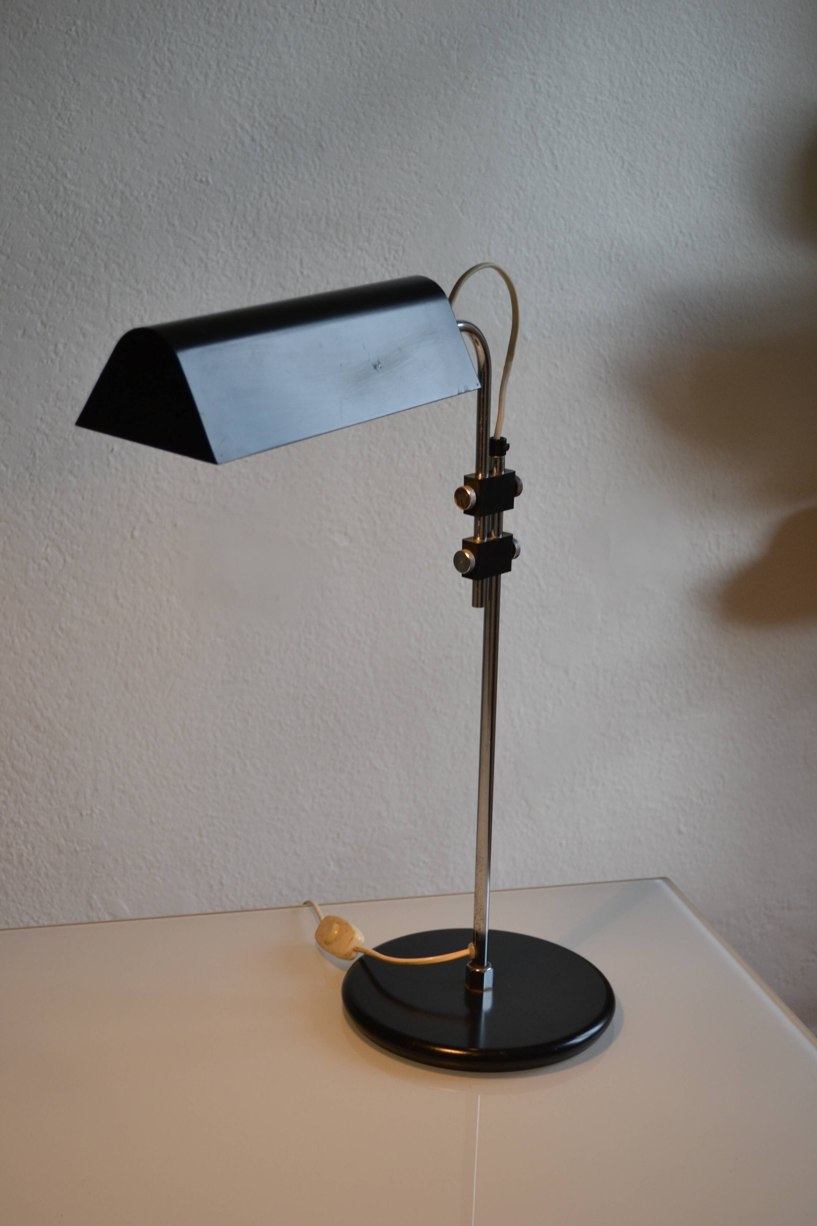 Vintage black modernist table lamp 50 1950 Bauhaus