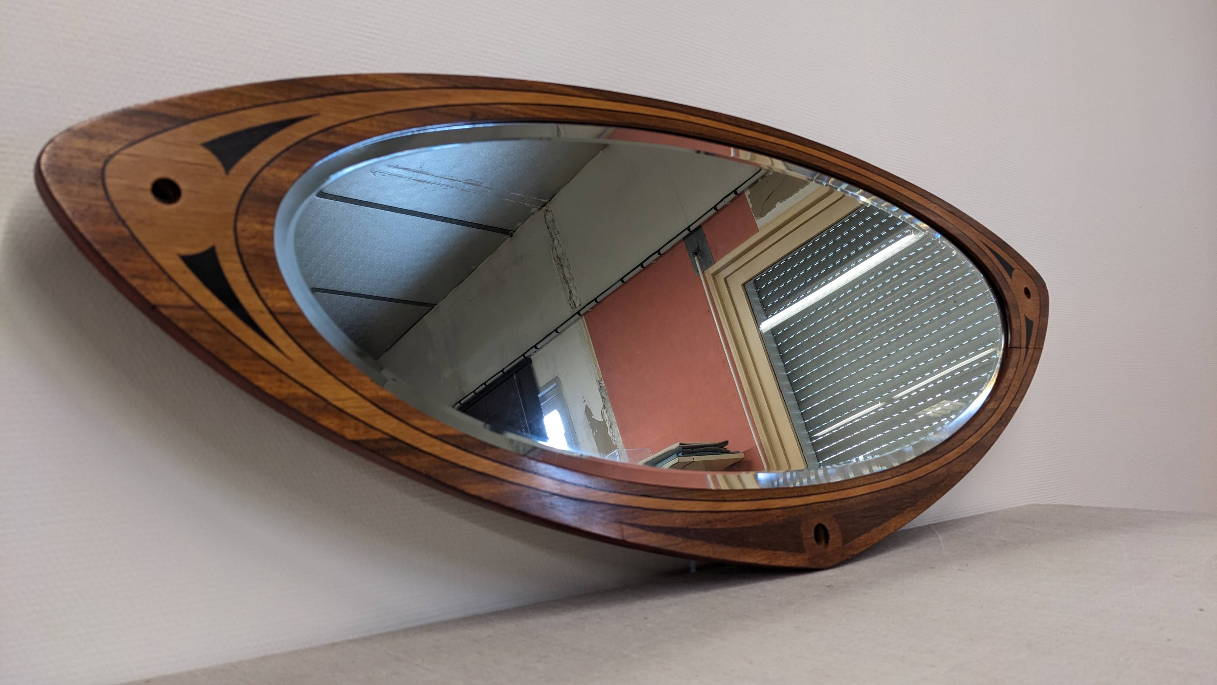 Miroir Art déco XL en marqueterie de bois