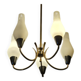 Swedish designer, chandelier, brass, glass, Sweden, 1950s