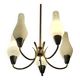 Swedish designer, chandelier, brass, glass, Sweden, 1950s