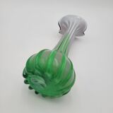 Murano glass vase "Jack in the Pulpit" green and purple