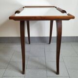 Art deco side table in mirror & walnut 1940