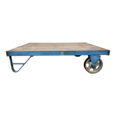 Large Blue Industrial Coffee Table Cart, 1960s