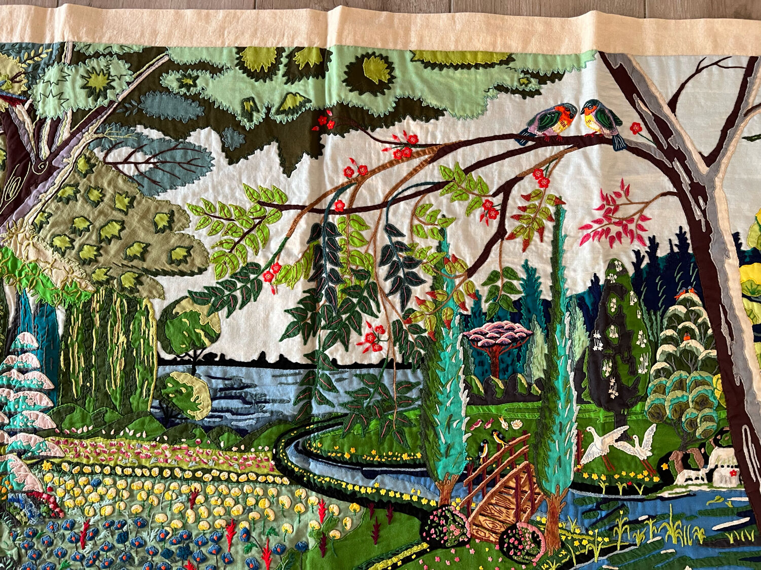 Embroidered wall hanging