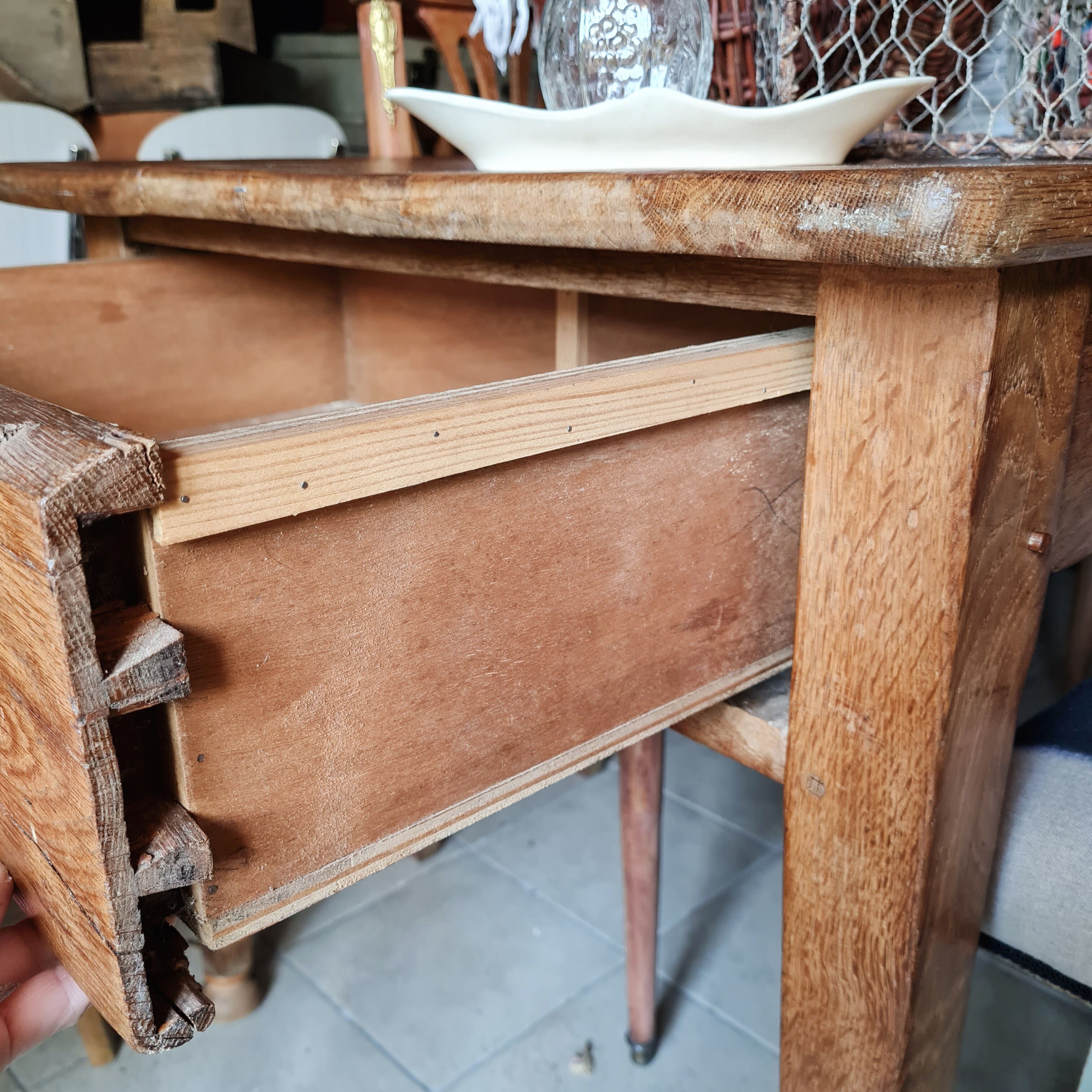 Old farmhouse table 2 drawers